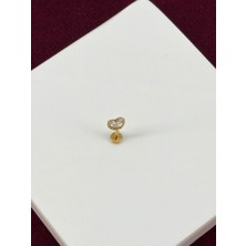 Calista Aksesuar Minimal Çift Taşlı Gold Piercing