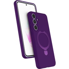 M.TK Moveteck Samsung Galaxy A55 Kılıf Magsafe Halkalı Extra Standlı Içi Kadife Yumuşak Renkli Silikon Samara Kapak