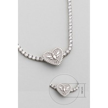 So CHIC Anka Kuşu 18 Ayar Beyaz Altın Kaplama Gümüş Kalp Charm