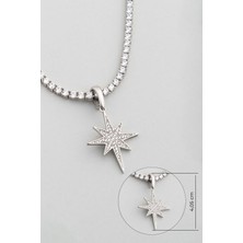 So CHIC Kuzey Yıldızı 18 Ayar Beyaz Altın Kaplama Gümüş Charm