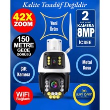 Urfakent Icsee 8 Mp Çift Kameralı 42X Optik Zoom Metal Kasalı Ptz Wifi Kamera