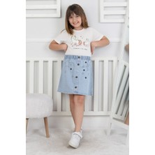 CC Design Kız Çocuk Yıldız Baskılı Kot Etek