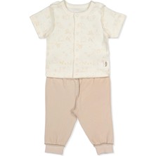 Bebetto Organik Raporlu Interlok Patiksiz Mini Pijama (Organıc Farm) Bej