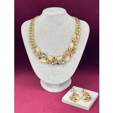 Calista Aksesuar Rengarenk Parlak Geometrik Şekilli Gold Kalın Set