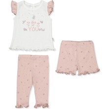 Bebetto Ajurlu Patiksiz Pijama Takımı 3lü (Nature) Pudra