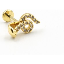 Sose Moda Gold Taşlı Yılan Tragus Helix Piercing – Anti Alerjik, Kararma Yapmaz