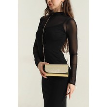 Clodi Gold Taş Tasarımlı Mıknatıs Kapaklı Kadın Omuz Çantası