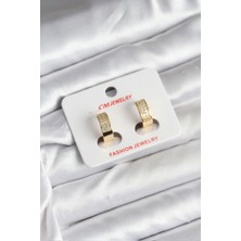 Mç Plus 14K Gold Renk Kaplama Zirkon Taşlı Halka cm Kadın Küpe