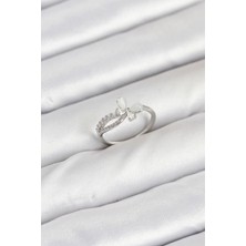 Vice Avm Pirinç Gümüş Renk Kelebek Zirkon Taşlı Kadın Yüzük EB-53-vice/(1395) 2910