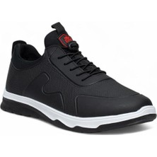 Garajmen Siyaha Kırmızı Detay Lastik Bağcık Yürüyüş ve Koşu Erkek Spor Ayakkabı