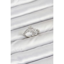 Vice Avm Pirinç Gümüş Renk Zirkon Taşlı Kelebek Model Kadın Yüzük EB-53-vice/(1395) 2906