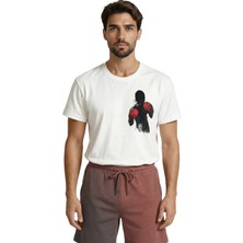 Color Luxe Gölge Boksörü ve Kırmızı Eldiven Silüet Baskılı Sporcu Tasarım Premium Erkek Tişört