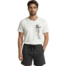 Color Luxe ''we Work In The Dark'' Mottolu ve Sanatsal Figürlü Premium Erkek Tişört