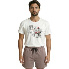 Color Luxe Paris Zafer Takı ve Sokak Müzisyeni Baterist Eskiz Baskılı Premium Erkek Tişört