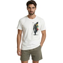 Color Luxe Zırhlı Şövalye ve Kuzgunlar Sanatsal Eskiz Baskılı Premium Erkek Tişört