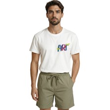 Color Luxe Renkli Fırça Darbesi Efektli ''art'' Yazılı Minimalist Tasarım Premium Erkek Tişört