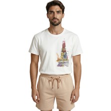 Color Luxe New York Times Meydanı Sulu Boya Eskiz Baskılı Premium Erkek Tişört