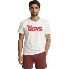 Color Luxe ''the Boys'' Dizi Logolu Kırmızı Grunge Efektli Tasarım Premium Erkek Tişört