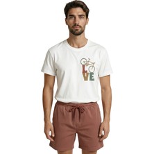 Color Luxe Vintage Bisiklet Figürlü ve Love Yazılı Retro Tasarım Premium Erkek Tişört
