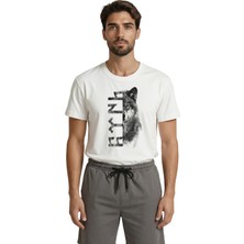 Color Luxe Göktürkçe ''türk'' Yazısı ve Yarım Bozkurt Yüzü Baskılı Tasarım Premium Erkek Tişört