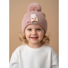 Gigi Giyim Tavşan Desenli Fırfırlı Kız Çocuk Bere