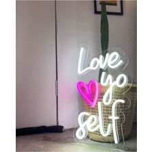 Empressco Renkli Neon LED Işıklı Love Yo Self Yazısı, Şık ve Parlak Dekoratif Ürün