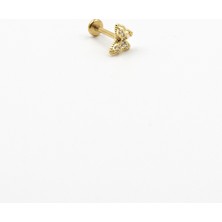 Sose Moda Gold Taşlı Kelebek Tragus Helix Piercing – Anti Alerjik, Kararma Yapmaz