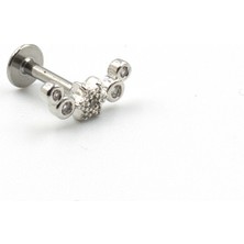 Sose Moda Gümüş Taşlı Yıldız Tragus Helix Piercing - Anti Alerjik, Kararma Yapmaz
