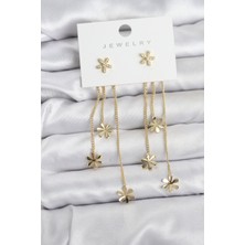 Mustran Papatya Model Gold Renk Pirinç Sallantılı Kadın Küpe