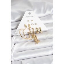 Vice Avm Gold Renk Pirinç Kadın 6 Çift Küpe Seti EB-53-vice/(1395) 3093