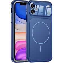 iPhone 11 Kılıf Zore M-Safe Şarj Özellikli Kamera Korumalı Formen Kapak - Mavi