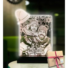 Empressco Kişiye Özel Resimli Noel Baba Şapkalı 3D LED Gece Lambası, Yılbaşı Için Özel Hediye