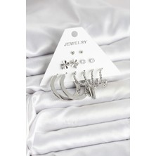 Vice Avm Pirinç Gümüş Renk 6 Çift Kadın Küpe Seti EB-53-vice/(1395) 3106