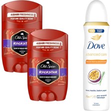 Old Spice Deo Stick Rockstar 50 ml 2 Adet + Dove Sprey Deodorant Passion&lemongrass 150 ml