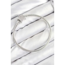 Vice Avm Pirinç Charm Zirkon Taşlı Yıldız Model Gümüş Renk Kadın Bileklik EB-53-vice/(1395) 3178