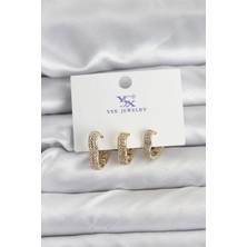 Vice Avm Gold Renk Pirinç Zirkon Taşlı Kalpli Kadın Küpe EB-53-vice/(1395) 3192