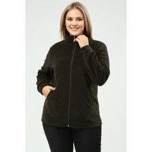 ÜMİTEKS WORLD OF CLOTHES Polar Hırka Fermuarlı Kışlık Haki Yeşili Polar Hırka