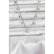 Vice Avm Pirinç Gümüş Renk Zirkon Taşlı Çiçek Model Kadın Kolye EB-53-vice/(1395) 3222