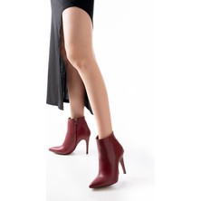 Zerenyus ZRİN-4802 Premium Bordo Yüksek Ince Topuklu Fermuarlı Kadın Bot