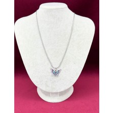 Calista Aksesuar Mavi ve Mor Tonlarında Kelebek Kanatlı Silver Kolye