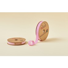 Sad Biye Kalın Çizgili Katlı F02 Pembe 2 cm 25 Metre %65 Koton %35 Polyester