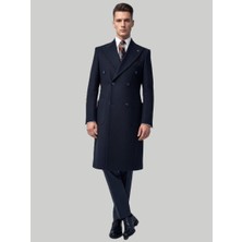 HERMOSE Couture | Derin Lacivert Kruvaze Kaban