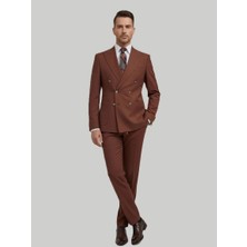 HERMOSE Prestige | Terakota Metal Düğmeli Kruvaze Takım Elbise