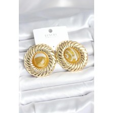 Vice Avm Pirinç Gold Renk Kehribar Boncuklu Vintage Kadın Küpe EB-53-vice/(1395) 3346