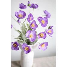 Nettenevime Yapay Çiçek Gelincik Çiçeği Mor Renk 3 Çiçek 1 Tomurcuk 59CM