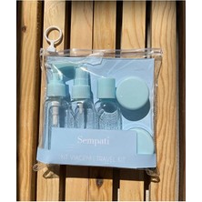 Safestore 6 Parça Özel Çantalı Seyehat Şişe Seti Tatil Seyahat Cantası Krem Şampuan Şişesi