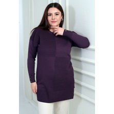 By Saygı Kadın Kolları Düğme Detaylı Büyük Beden Tunik Bluz