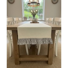 Lumia Home Keten Fırfırlı Çiçek Detaylı Runner