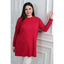 By Saygı Kadın Yuvarlak Yaka Büyük Beden Tunik Bluz