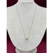 Calista Aksesuar 14 K Renginde Çift Sıra Taşlı Daire Şekilli Minimal Gold Kolye